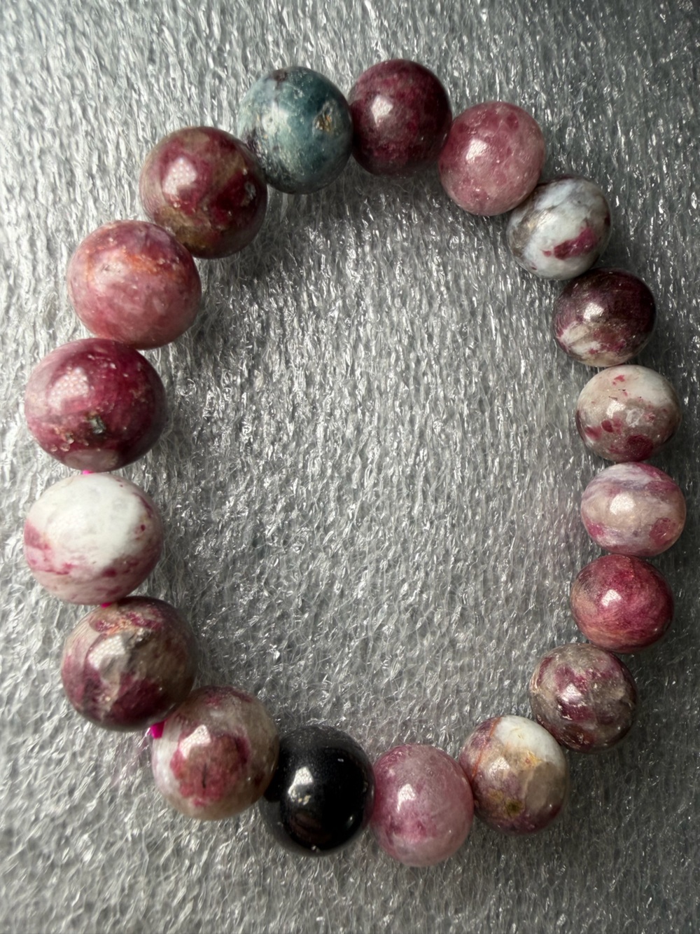 Beautiful 11MM Plum Tourmaline Natural Crystal Bracelet